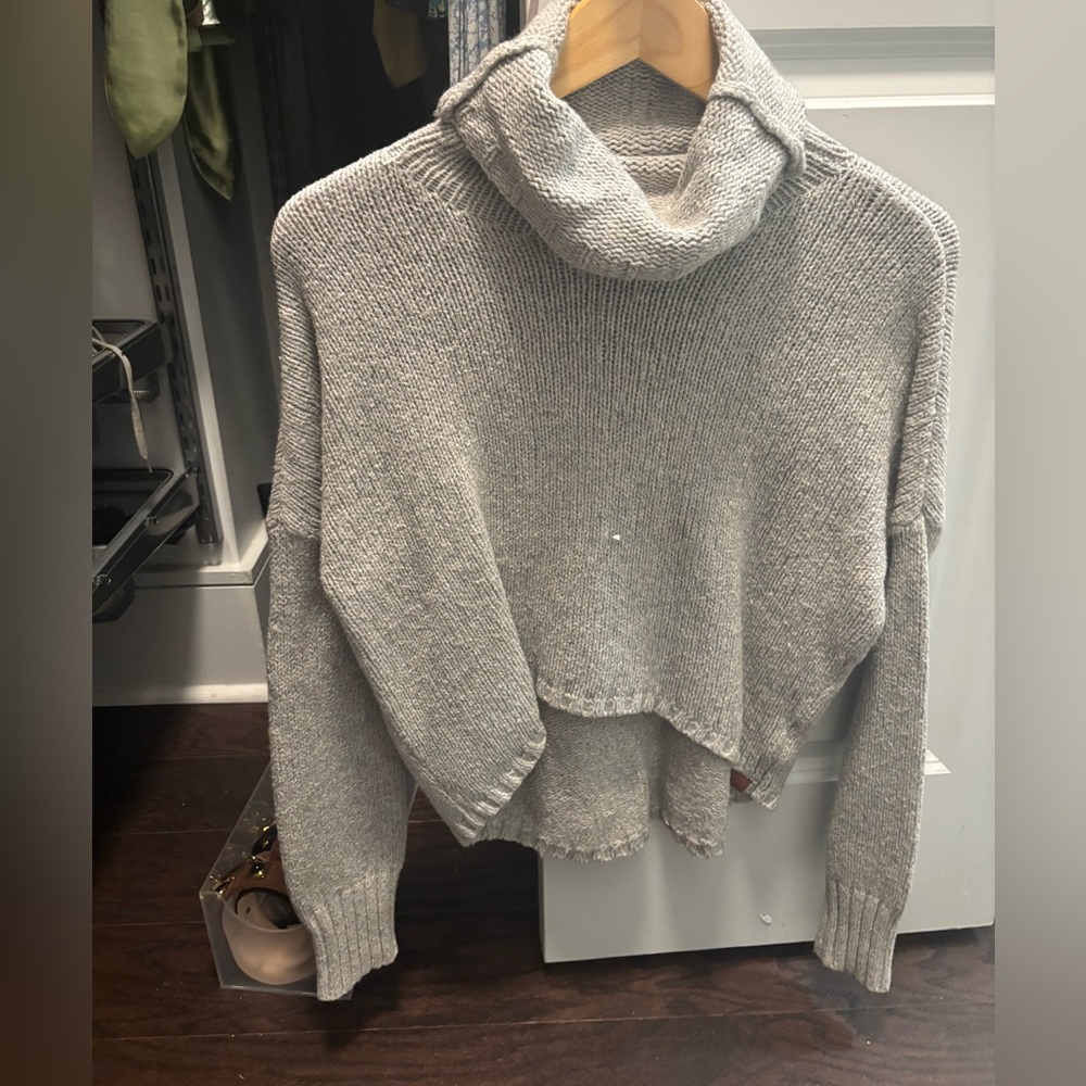 One Teaspoon Gray Layered Turtleneck Sweater